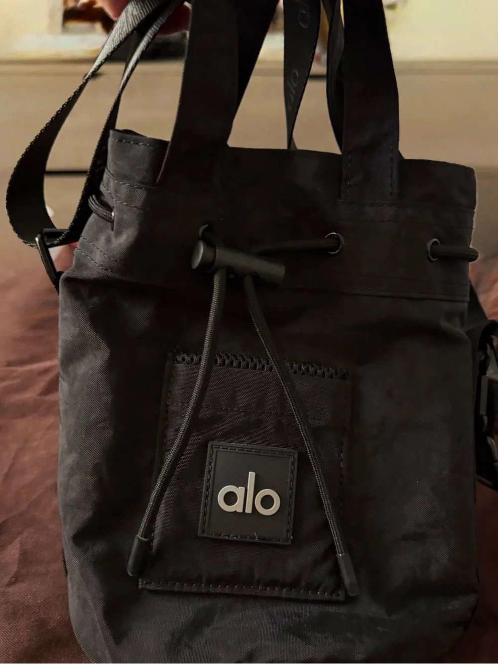 ALO Yoga Black Drawstring Crossbody Messenger Bag